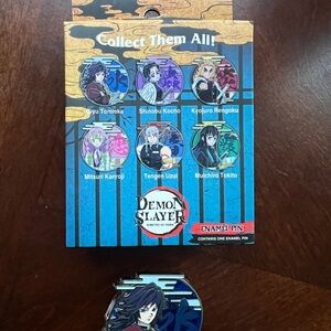 Giyu Tomioka Enamel Pin - Blue and Silver